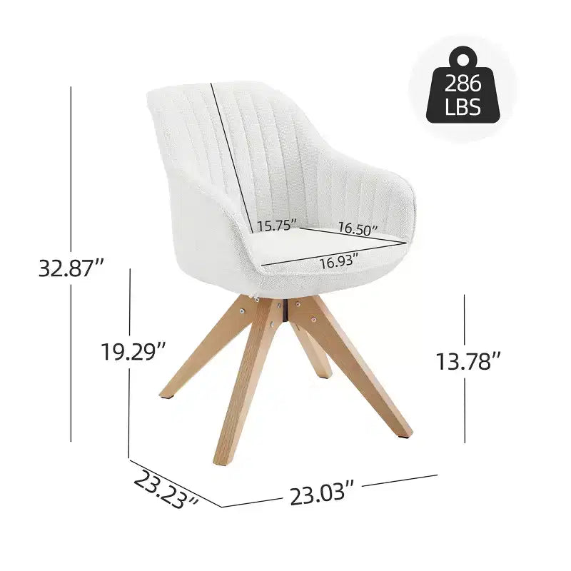 Art Leon Comfortable Fabric Swivel Accent Chair with Solid Oak Wood Legs