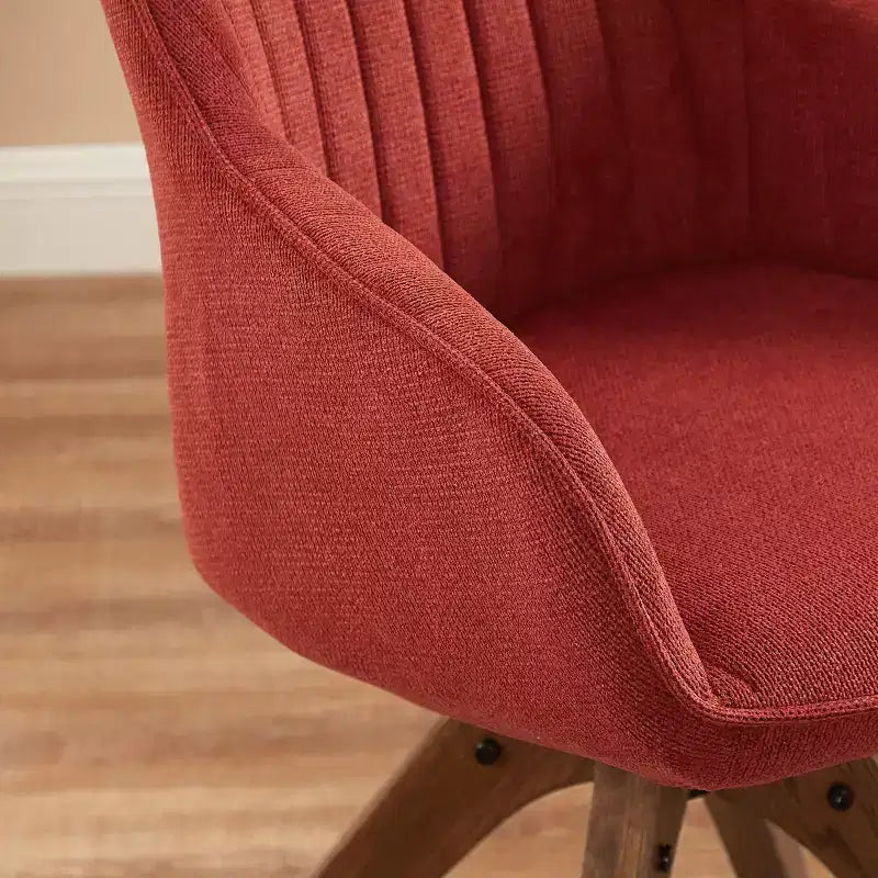 Art Leon Comfortable Fabric Swivel Accent Chair with Solid Oak Wood Legs