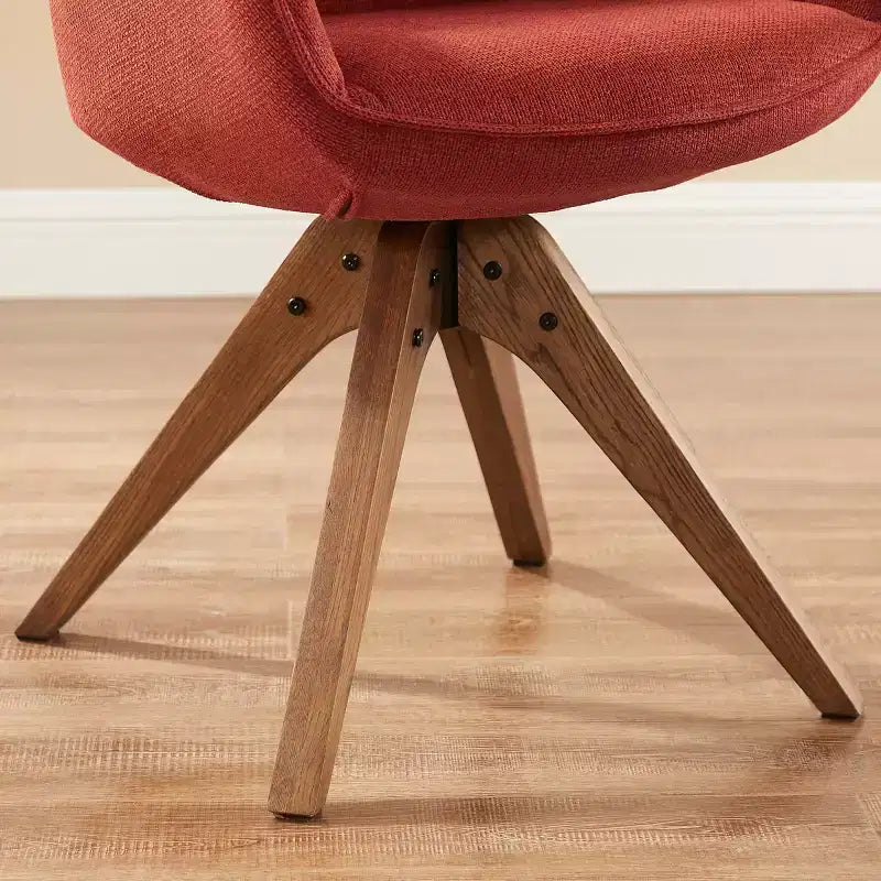 Art Leon Comfortable Fabric Swivel Accent Chair with Solid Oak Wood Legs