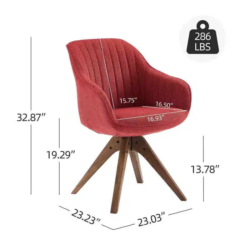 Art Leon Comfortable Fabric Swivel Accent Chair with Solid Oak Wood Legs