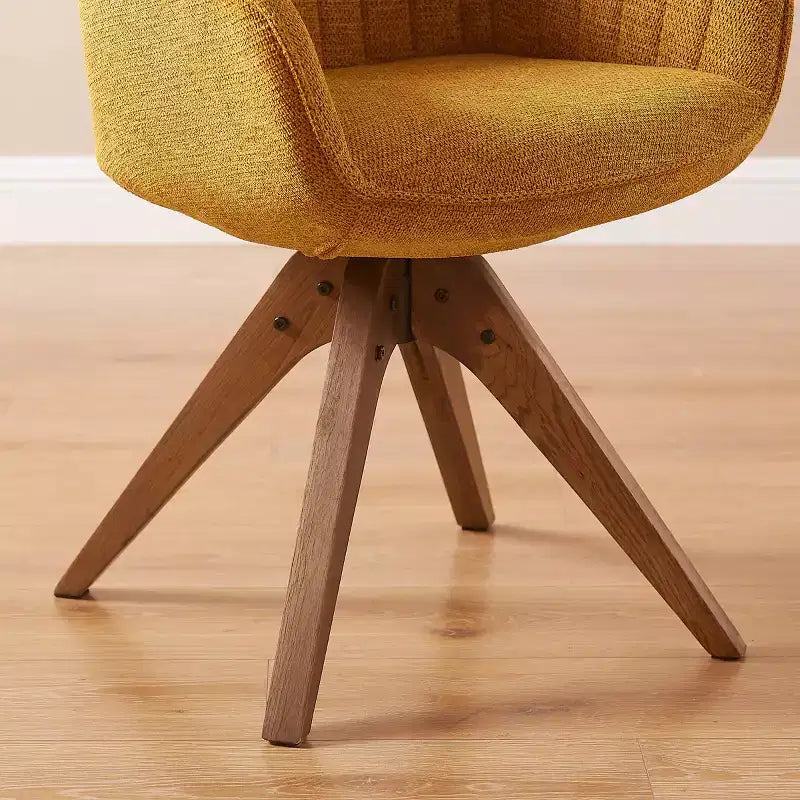 Art Leon Comfortable Fabric Swivel Accent Chair with Solid Oak Wood Legs