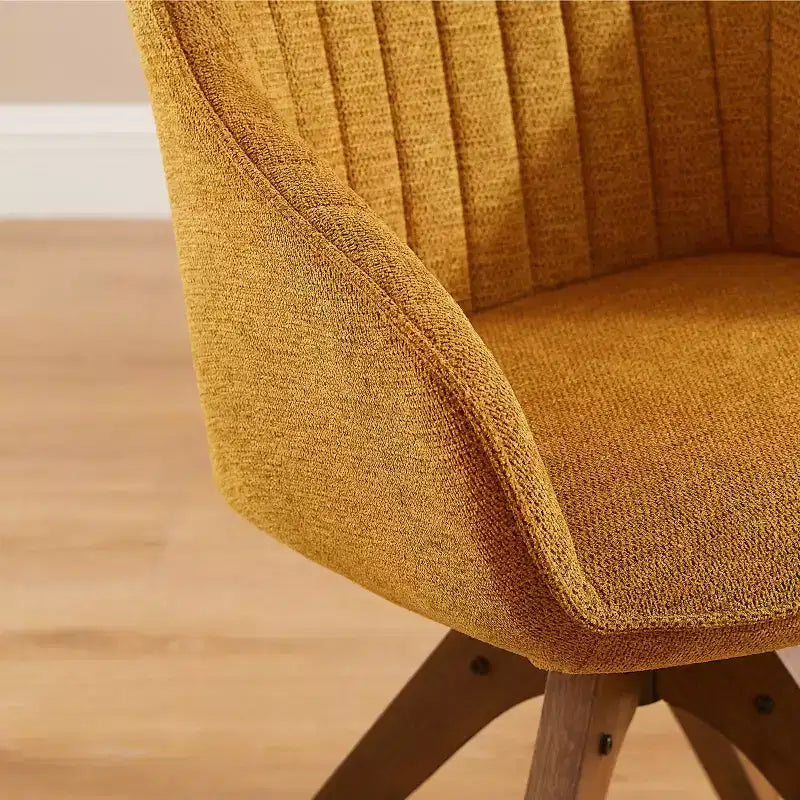 Art Leon Comfortable Fabric Swivel Accent Chair with Solid Oak Wood Legs