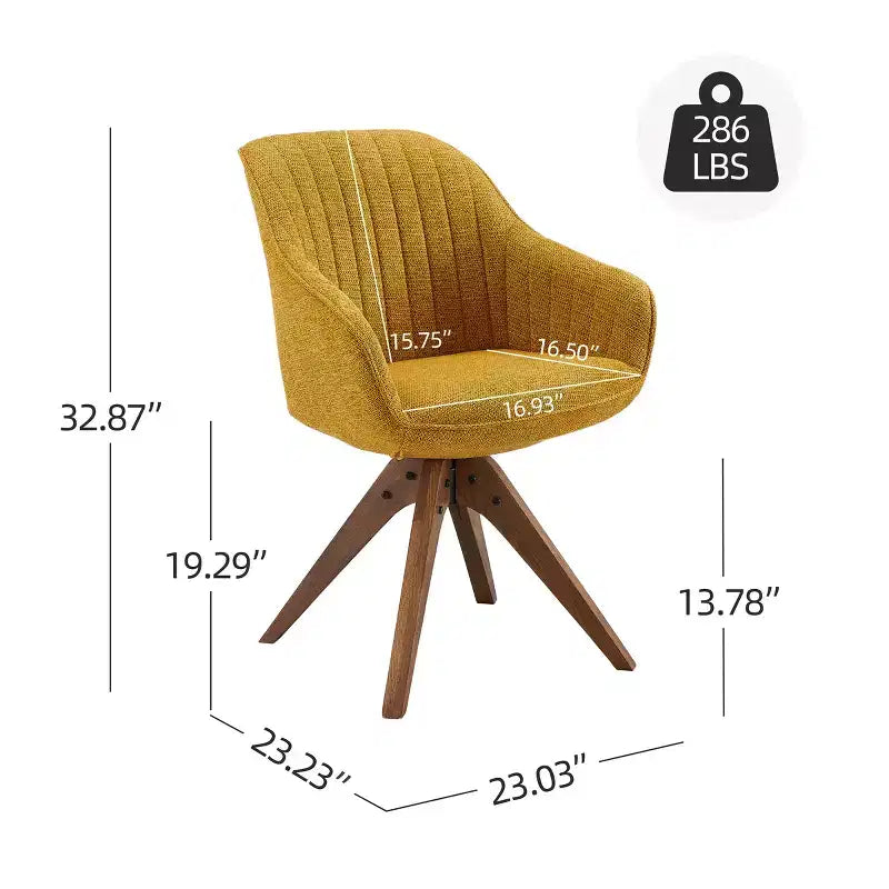 Art Leon Comfortable Fabric Swivel Accent Chair with Solid Oak Wood Legs