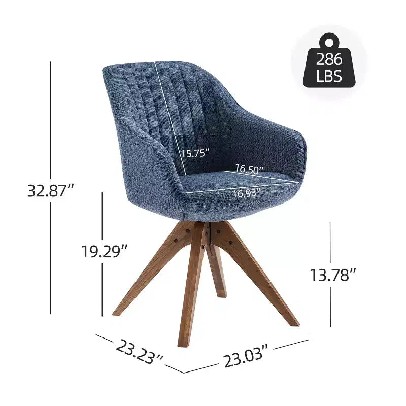 Art Leon Comfortable Fabric Swivel Accent Chair with Solid Oak Wood Legs