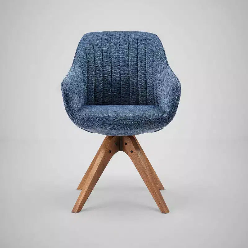 Art Leon Comfortable Fabric Swivel Accent Chair with Solid Oak Wood Legs