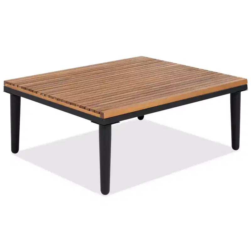 Ensemble de canapé d'extérieur en bois d'acacia en forme de L avec table basse et coussins amovibles – Meubles de patio pour jardin, véranda