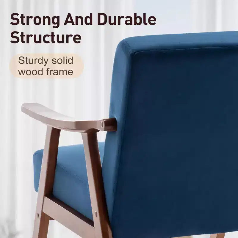 Accent Chair, Living Room Chairs with Solid Wood Frame, Mid Century Modern Chair Ergonomic Backrest for Bedroom, Reading Room
