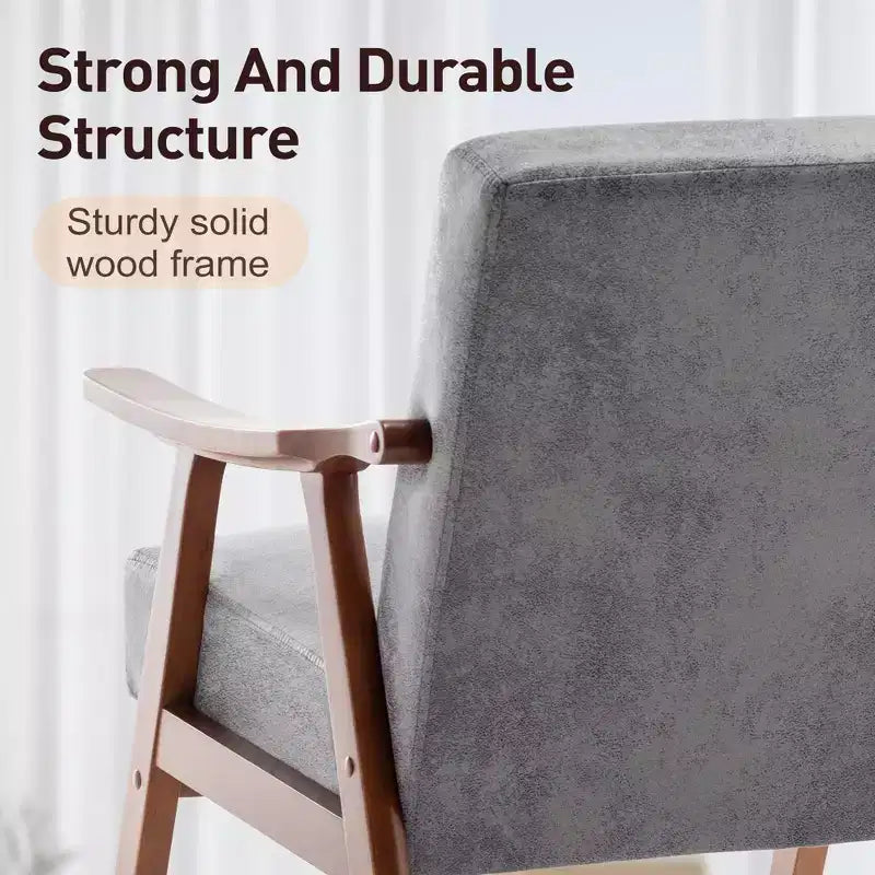 Accent Chair, Living Room Chairs with Solid Wood Frame, Mid Century Modern Chair Ergonomic Backrest for Bedroom, Reading Room