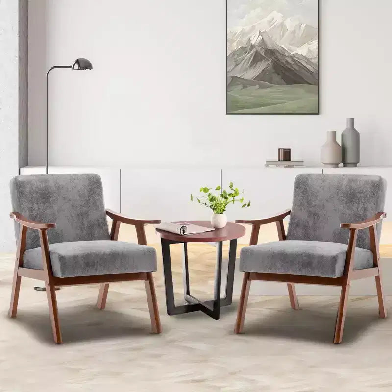 Accent Chair, Living Room Chairs with Solid Wood Frame, Mid Century Modern Chair Ergonomic Backrest for Bedroom, Reading Room