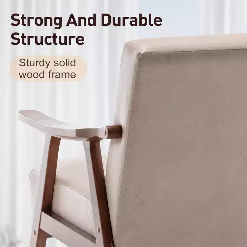 Accent Chair, Living Room Chairs with Solid Wood Frame, Mid Century Modern Chair Ergonomic Backrest for Bedroom, Reading Room