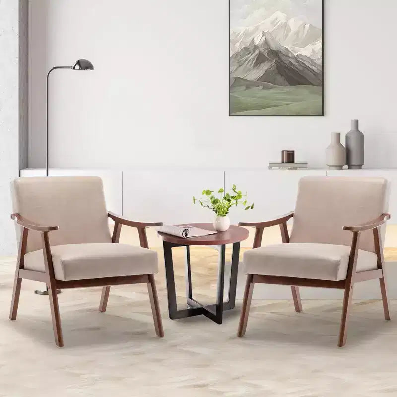 Accent Chair, Living Room Chairs with Solid Wood Frame, Mid Century Modern Chair Ergonomic Backrest for Bedroom, Reading Room
