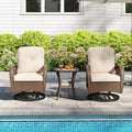 Costway 3 PCS Patio Swivel Rocker Set Gliding Bistro Furniture Set with Tempered Glass Table Beige/Gray/Black