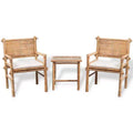 vidaXL Garden Table And Chair White Bamboo, Cotton, Polyester Small