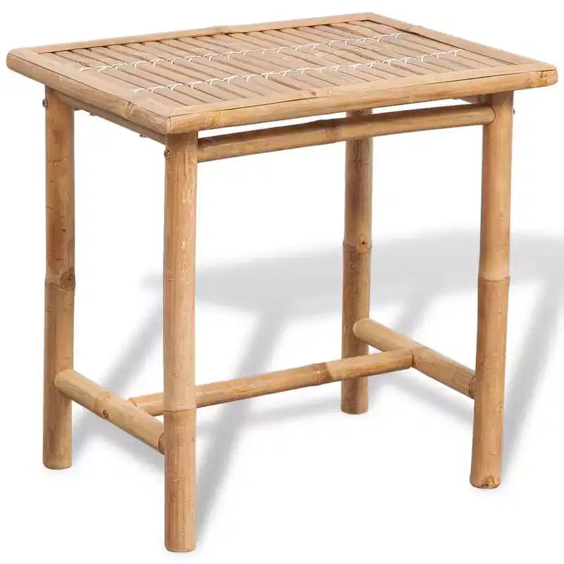 vidaXL Table et chaises de jardin Blanc Bambou, Coton, Polyester Petit