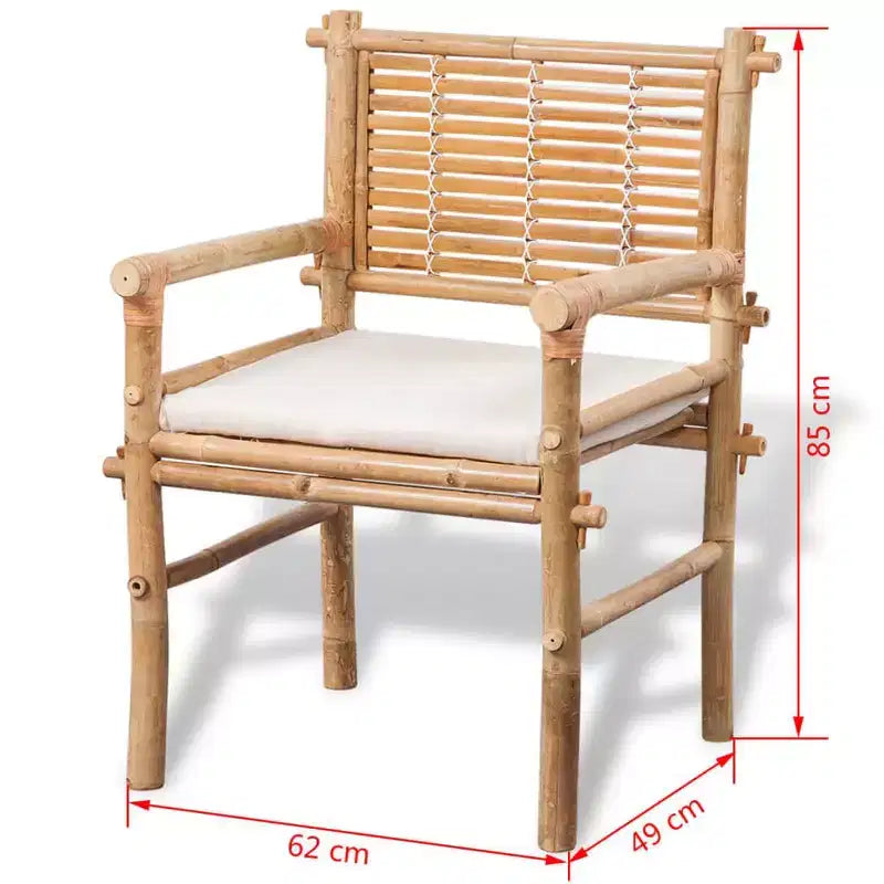 vidaXL Table et chaises de jardin Blanc Bambou, Coton, Polyester Petit
