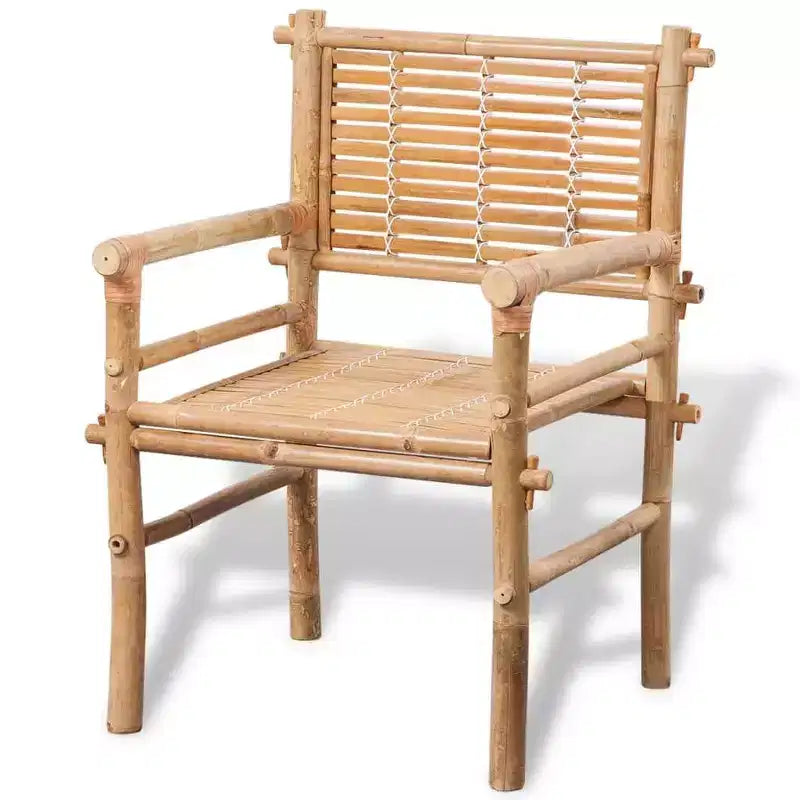 vidaXL Table et chaises de jardin Blanc Bambou, Coton, Polyester Petit