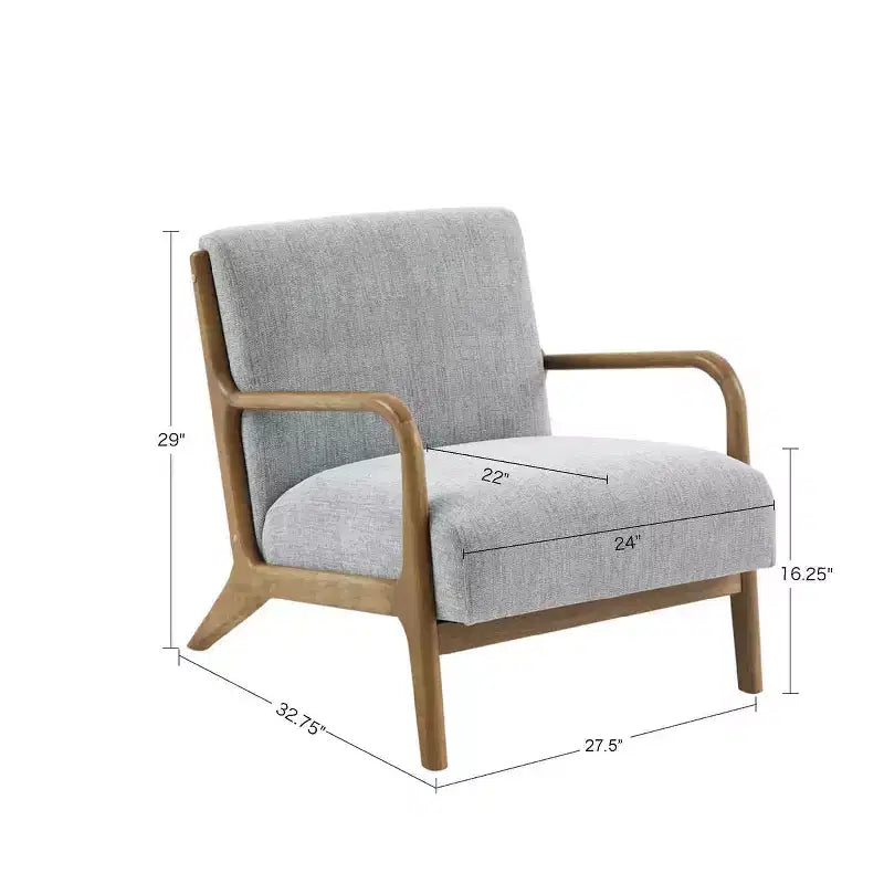 Okak Leisure Accent Chair with Comfy Upholstery 1pc Solid Wood Mid-Century Stylish Reading Armchair for Living Room Bedroom Waiting Room