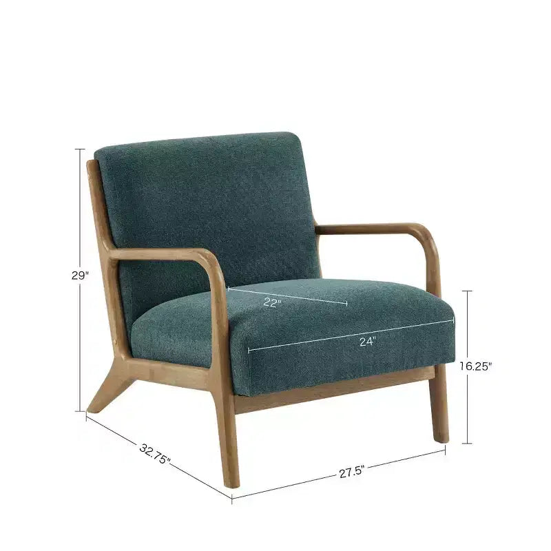 Okak Leisure Accent Chair with Comfy Upholstery 1pc Solid Wood Mid-Century Stylish Reading Armchair for Living Room Bedroom Waiting Room
