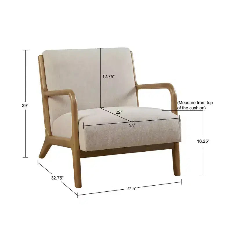 Okak Leisure Accent Chair with Comfy Upholstery 1pc Solid Wood Mid-Century Stylish Reading Armchair for Living Room Bedroom Waiting Room