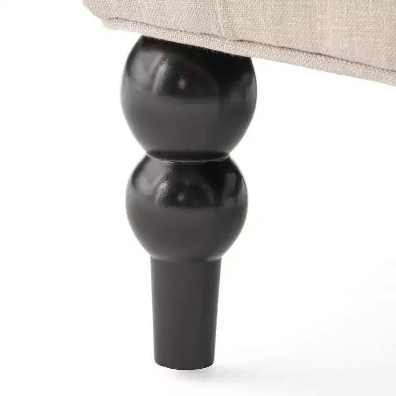Fauteuil d'appoint élégant Okak avec boutons touffetés, fauteuil de salon avec coussin rembourré, fauteuil club avec pieds en bois, dossier haut pour salle de lecture, chambre à coucher, beige