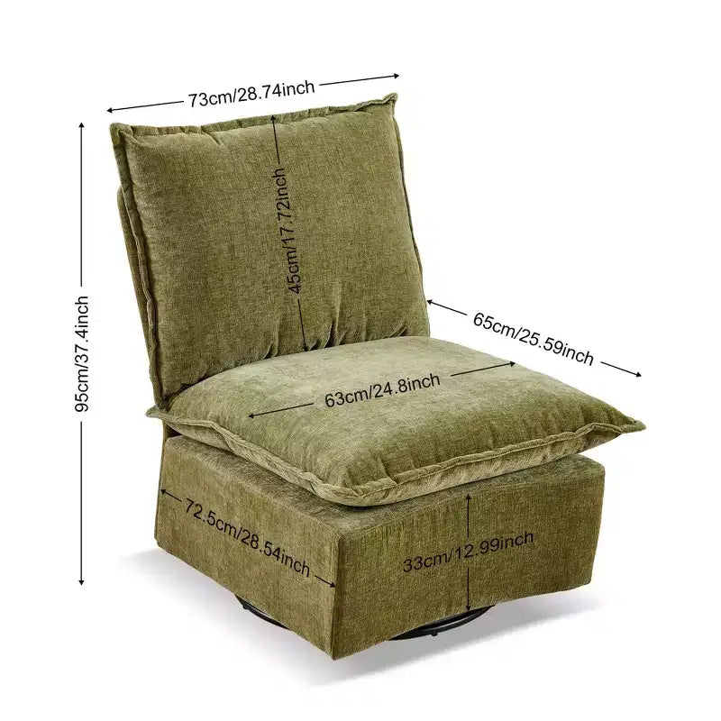 Okak Chenille 360 Degree Accent Swivel Chair with Removable Cushion Comfy Upholstered Single Sofa for Living Room Office Lounge