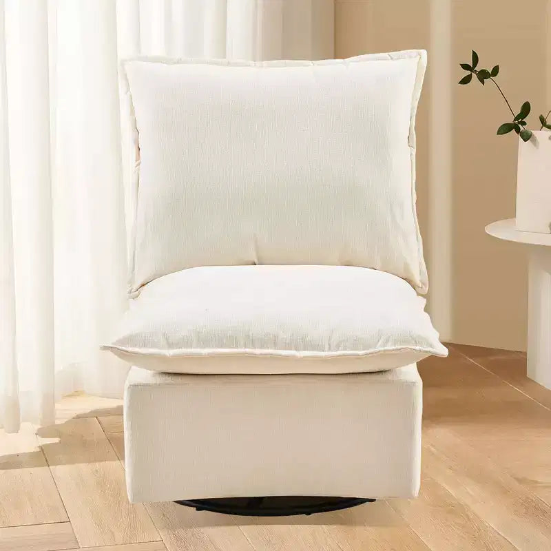 Okak Chenille 360 Degree Accent Swivel Chair with Removable Cushion Comfy Upholstered Single Sofa for Living Room Office Lounge
