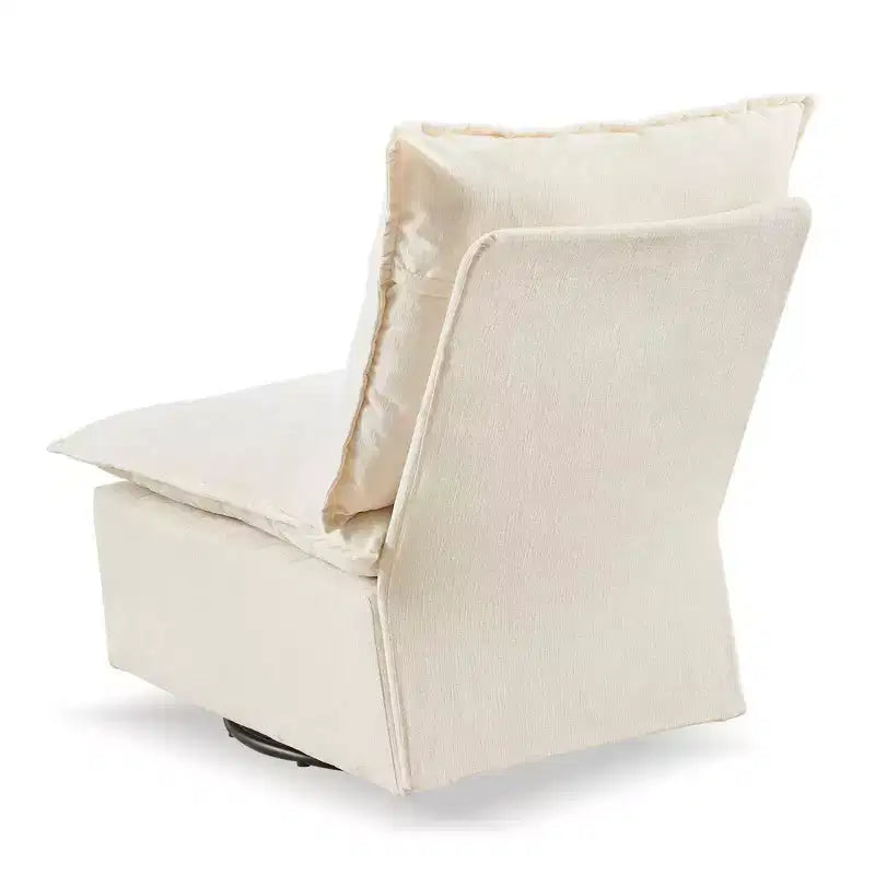 Okak Chenille 360 Degree Accent Swivel Chair with Removable Cushion Comfy Upholstered Single Sofa for Living Room Office Lounge