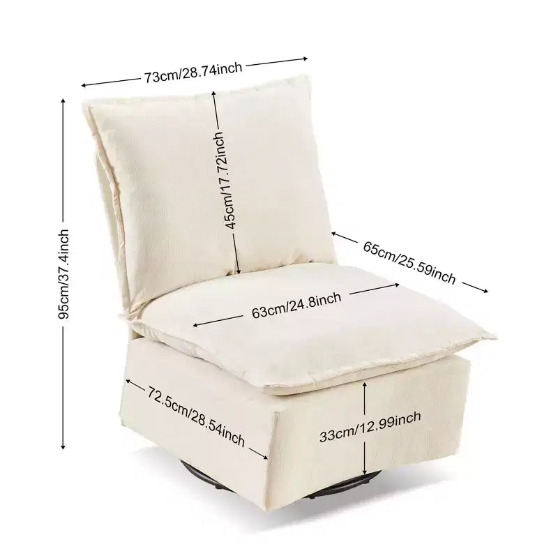 Okak Chenille 360 Degree Accent Swivel Chair with Removable Cushion Comfy Upholstered Single Sofa for Living Room Office Lounge