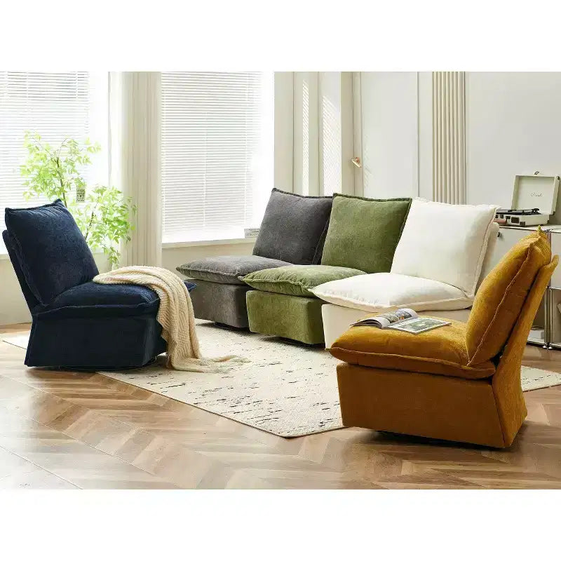 Okak Chenille 360 Degree Accent Swivel Chair with Removable Cushion Comfy Upholstered Single Sofa for Living Room Office Lounge
