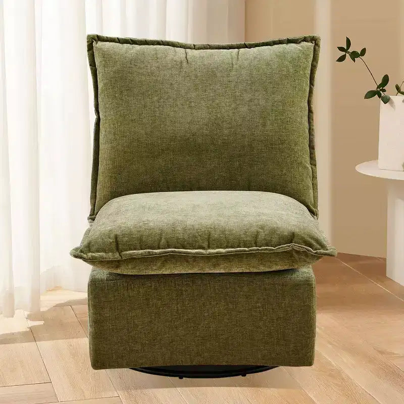 Okak Chenille 360 Degree Accent Swivel Chair with Removable Cushion Comfy Upholstered Single Sofa for Living Room Office Lounge