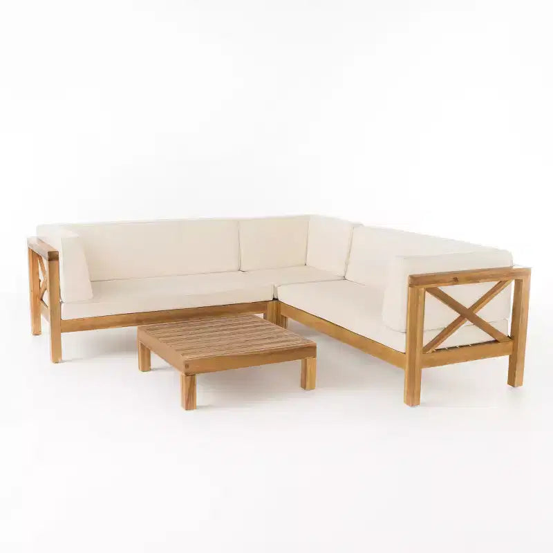 GDFStudio Keith - Ensemble de canapés de jardin modulables 5 places en bois d'acacia avec coussins résistants à l'eau