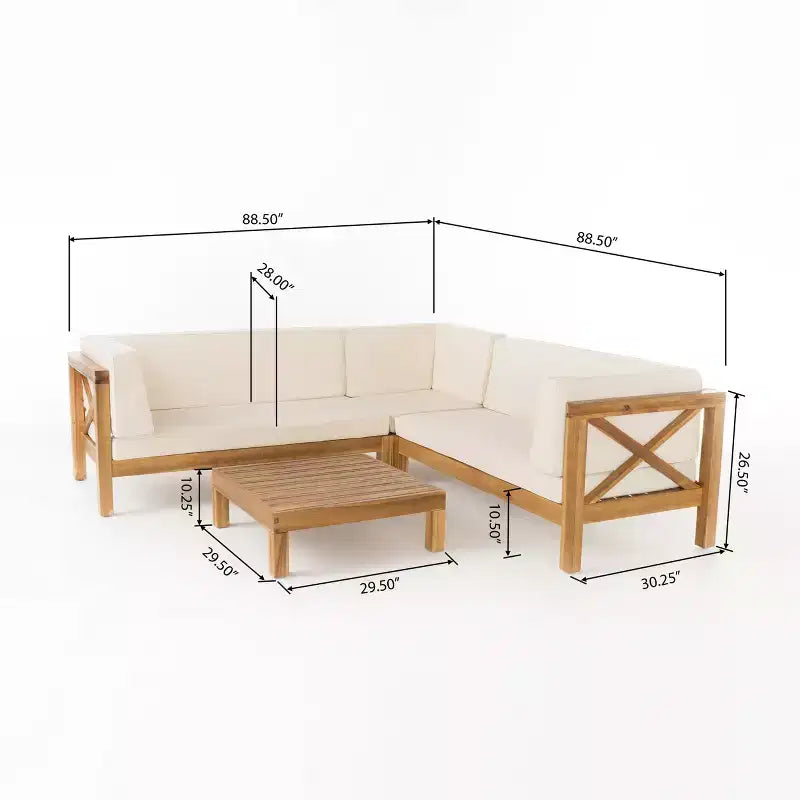 GDFStudio Keith - Ensemble de canapés de jardin modulables 5 places en bois d'acacia avec coussins résistants à l'eau