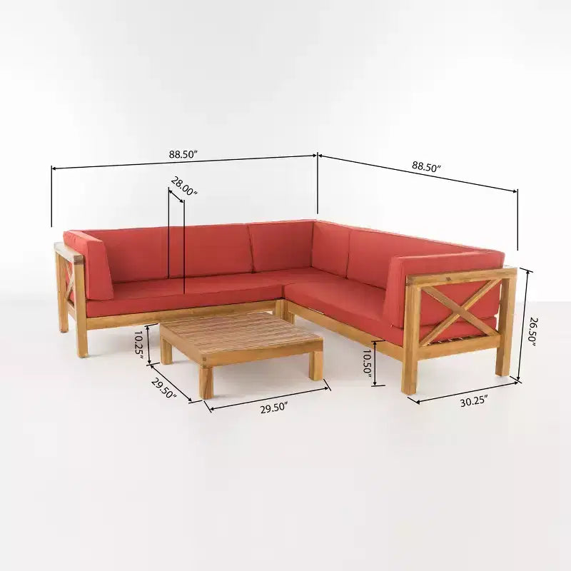 GDFStudio Keith - Ensemble de canapés de jardin modulables 5 places en bois d'acacia avec coussins résistants à l'eau