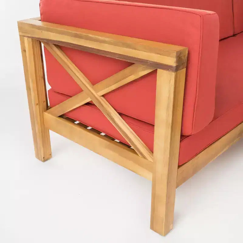 GDFStudio Keith - Ensemble de canapés de jardin modulables 5 places en bois d'acacia avec coussins résistants à l'eau
