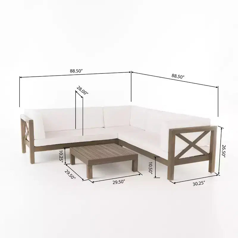 GDFStudio Keith - Ensemble de canapés de jardin modulables 5 places en bois d'acacia avec coussins résistants à l'eau