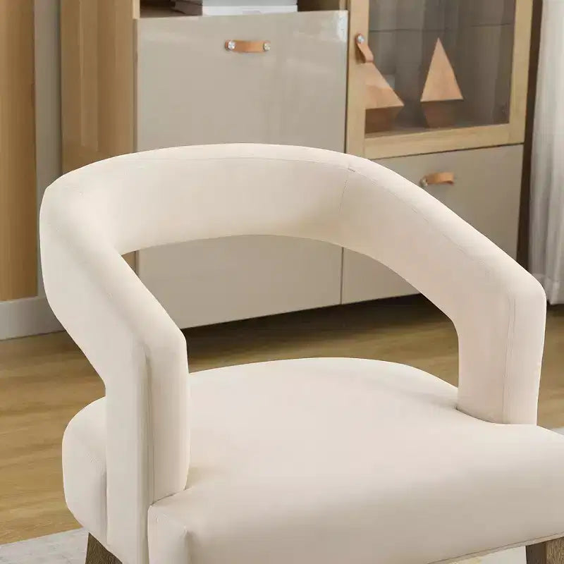 25.79W Modern Open Back Upholstered Accent Chair Barrel Chair with Weathered Solid Wood Legs, Dining Chair - ModernLuxe