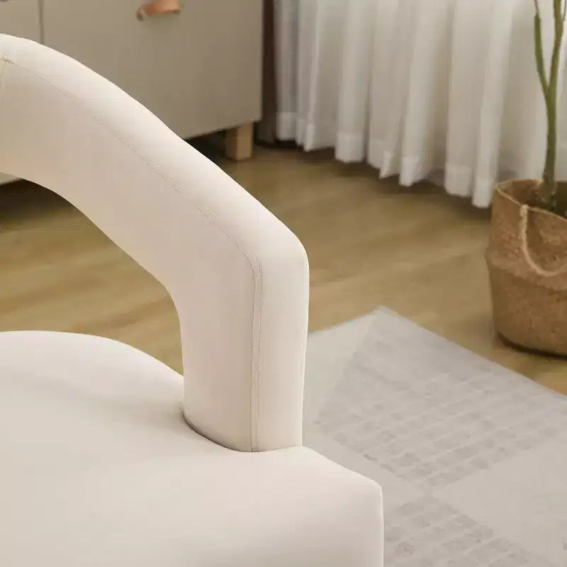 25.79W Modern Open Back Upholstered Accent Chair Barrel Chair with Weathered Solid Wood Legs, Dining Chair - ModernLuxe