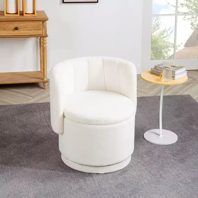 Okak Fauteuil pivotant avec accoudoirs et rotation à 360 degrés, avec espace de rangement, canapé moderne à dossier, fauteuil douillet et doux pour salon et chambre à coucher