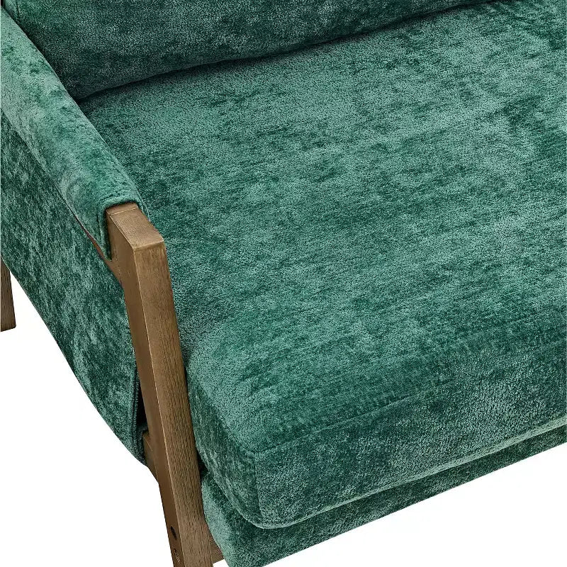 Okak Modern Velvet Accent Chair Living Room Chair with Upholstered Mid-Century Stylish Armchair with Rubber Wood Legs for Reading Room Bedroom