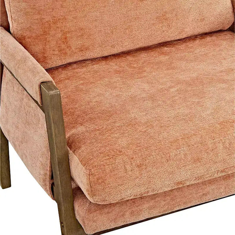 Okak Modern Velvet Accent Chair Living Room Chair with Upholstered Mid-Century Stylish Armchair with Rubber Wood Legs for Reading Room Bedroom