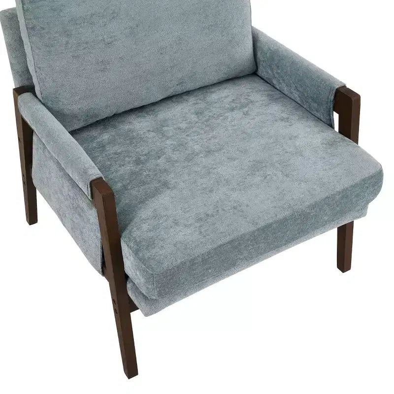 Okak Modern Velvet Accent Chair Living Room Chair with Upholstered Mid-Century Stylish Armchair with Rubber Wood Legs for Reading Room Bedroom
