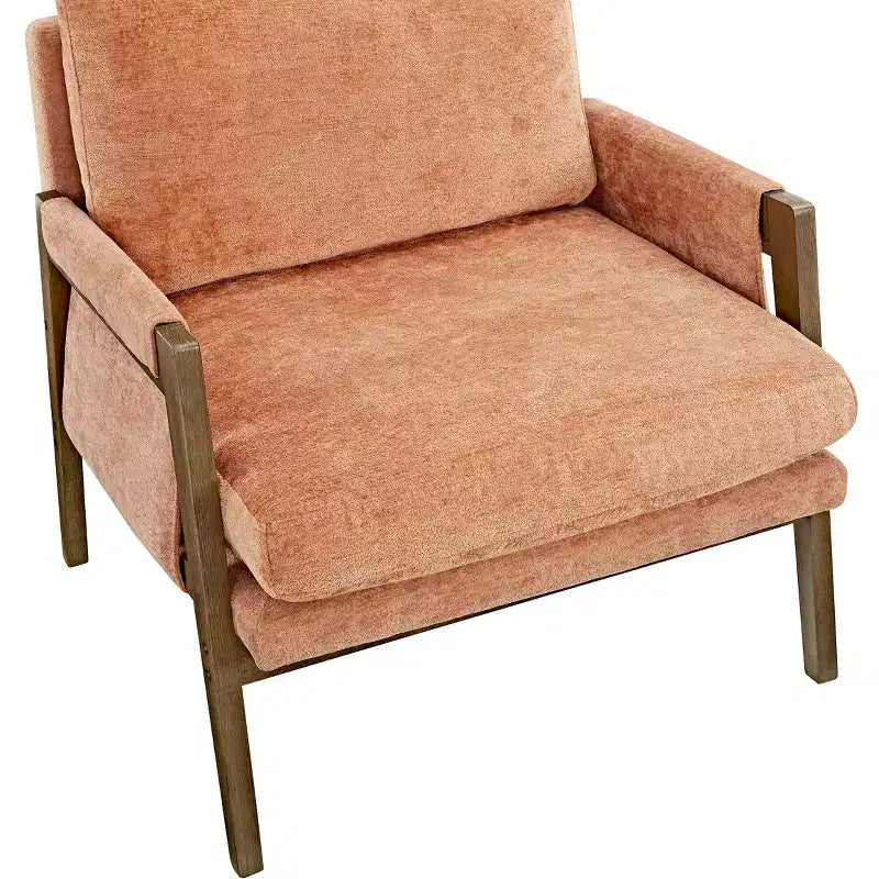 Okak Modern Velvet Accent Chair Living Room Chair with Upholstered Mid-Century Stylish Armchair with Rubber Wood Legs for Reading Room Bedroom