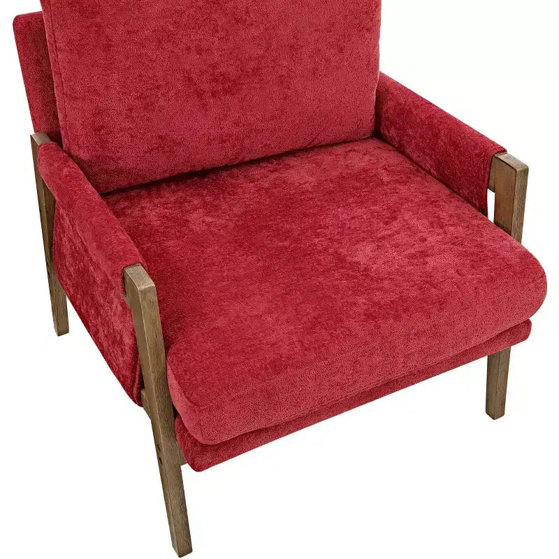 Okak Modern Velvet Accent Chair Living Room Chair with Upholstered Mid-Century Stylish Armchair with Rubber Wood Legs for Reading Room Bedroom