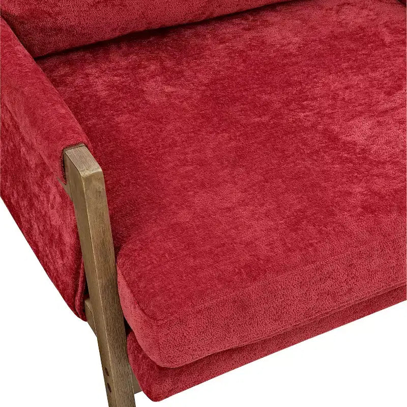 Okak Modern Velvet Accent Chair Living Room Chair with Upholstered Mid-Century Stylish Armchair with Rubber Wood Legs for Reading Room Bedroom