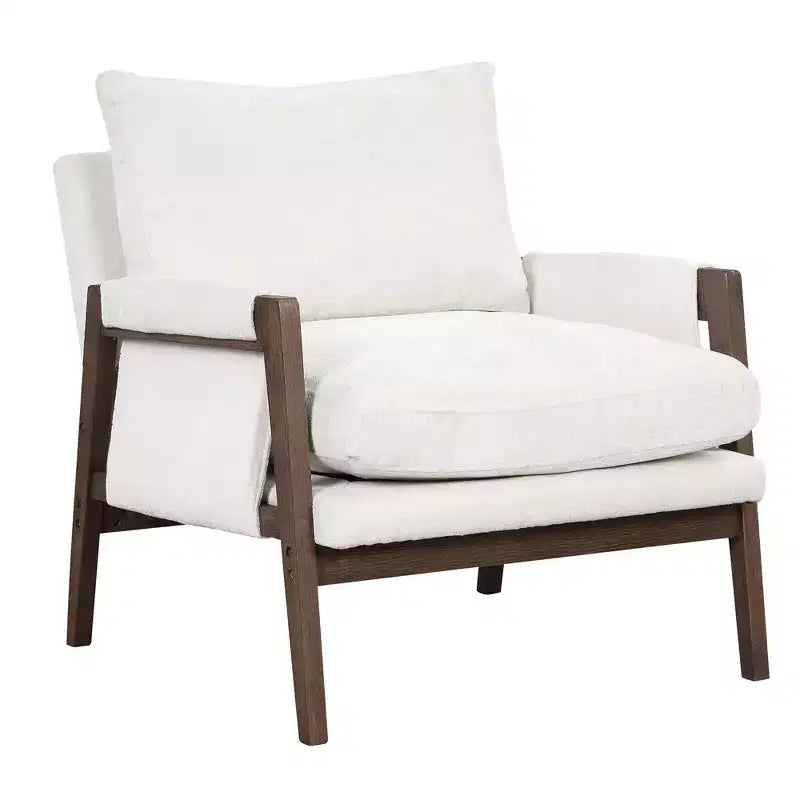 Okak Modern Velvet Accent Chair Living Room Chair with Upholstered Mid-Century Stylish Armchair with Rubber Wood Legs for Reading Room Bedroom