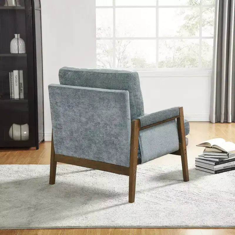 Okak Modern Velvet Accent Chair Living Room Chair with Upholstered Mid-Century Stylish Armchair with Rubber Wood Legs for Reading Room Bedroom