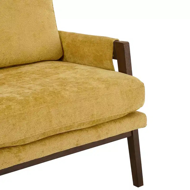 Okak Modern Velvet Accent Chair Living Room Chair with Upholstered Mid-Century Stylish Armchair with Rubber Wood Legs for Reading Room Bedroom