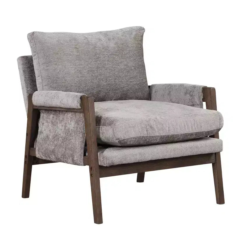 Okak Modern Velvet Accent Chair Living Room Chair with Upholstered Mid-Century Stylish Armchair with Rubber Wood Legs for Reading Room Bedroom