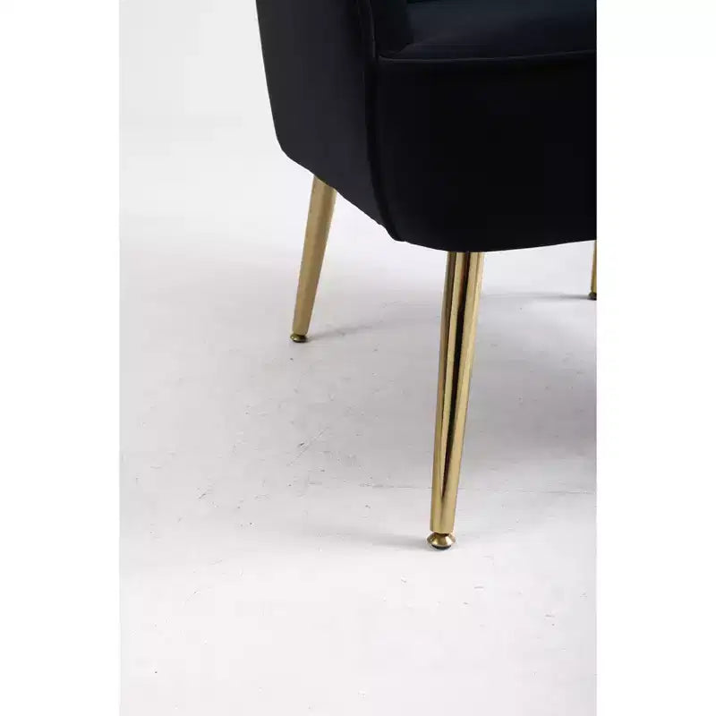 Okak Fauteuil d'appoint moderne en velours, fauteuil de salon rembourré de style mi-siècle avec pieds en bois dorés pour salle de lecture, chambre à coucher