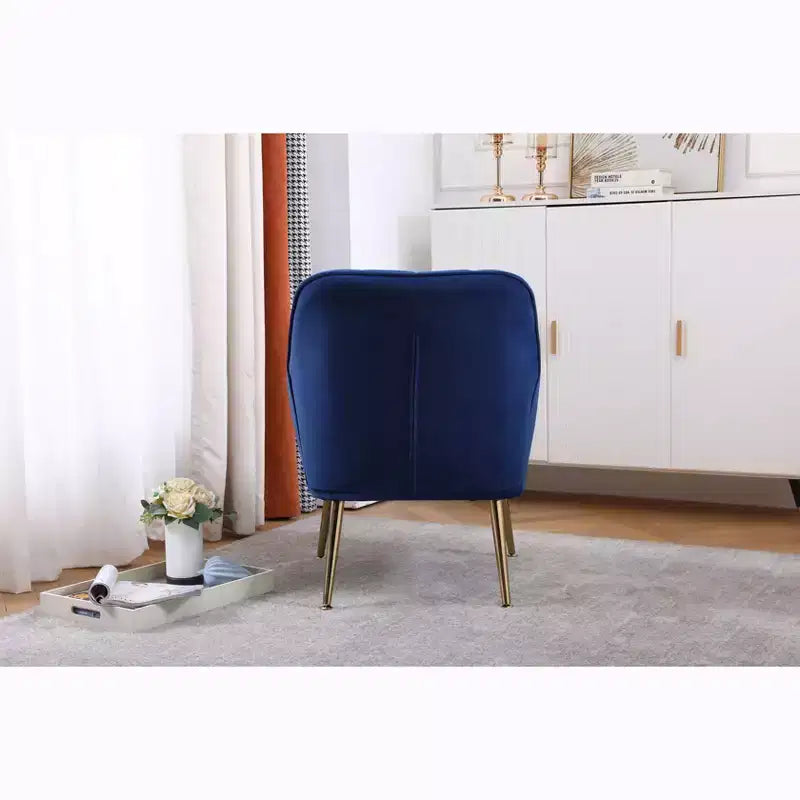 Okak Fauteuil d'appoint moderne en velours, fauteuil de salon rembourré de style mi-siècle avec pieds en bois dorés pour salle de lecture, chambre à coucher